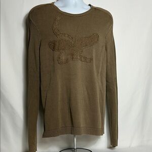 Armani Exchange Size Medium Eagle Embroidered Patch Brown Pullover Sweater